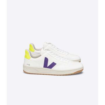 Women's Veja V-12 B-MESH Shoes White/Purple | SG 581RVD